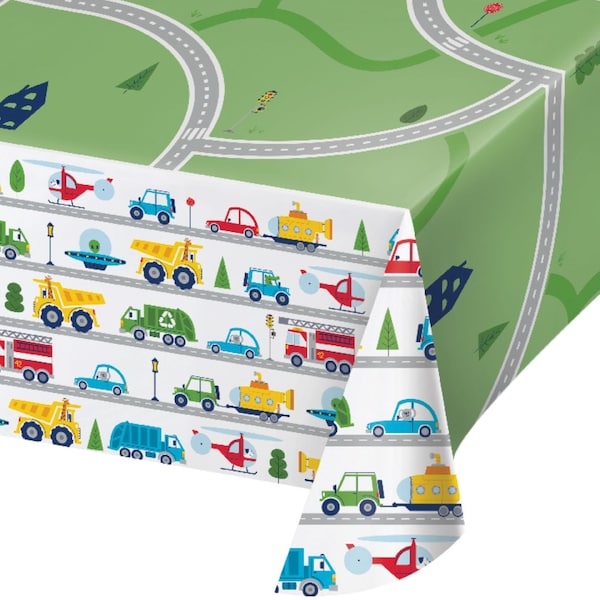 Creative Converting Transportation Time City Life Paper Tablecloths, 6PK 372558 - main